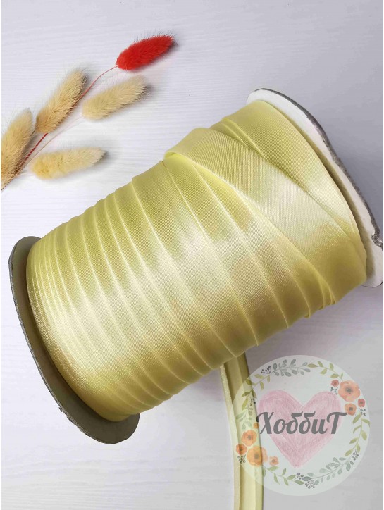Косая бейка атласная 1,5см (нежно-желтый) №15